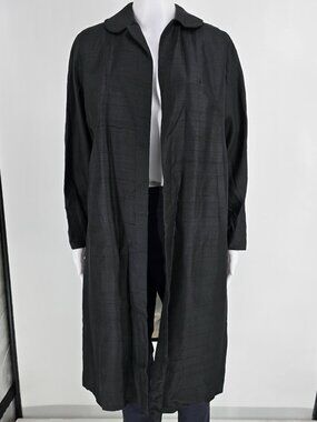Vintage 1950s Wm. B. Schleisner PA Women's Black Silk Evening/Duster Coat (M/L)
